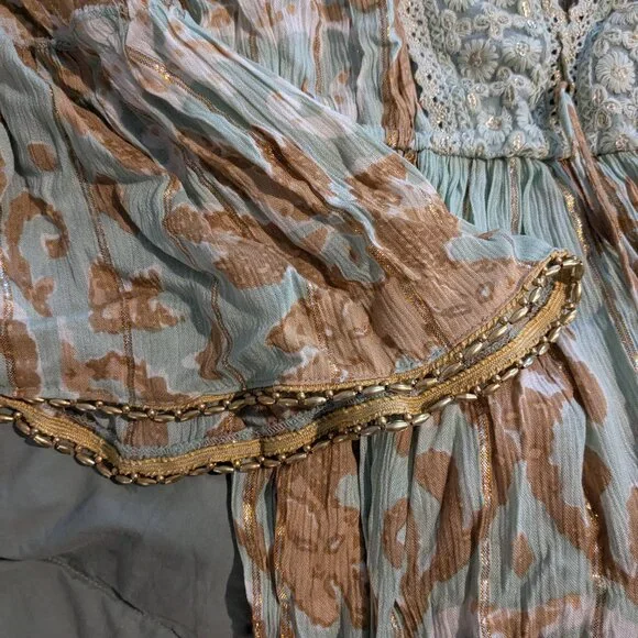 Green and Gold Boho maxi dress - Picture 3 of 6